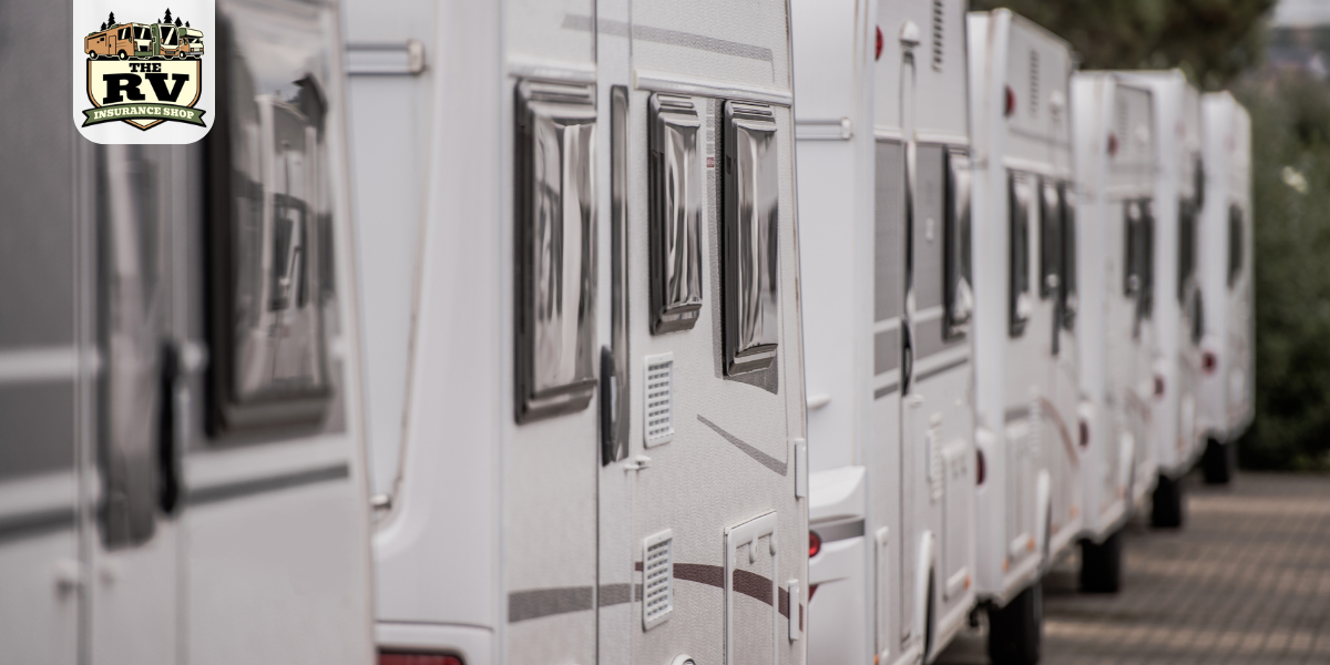 RVs in a storage lot in need of insurance